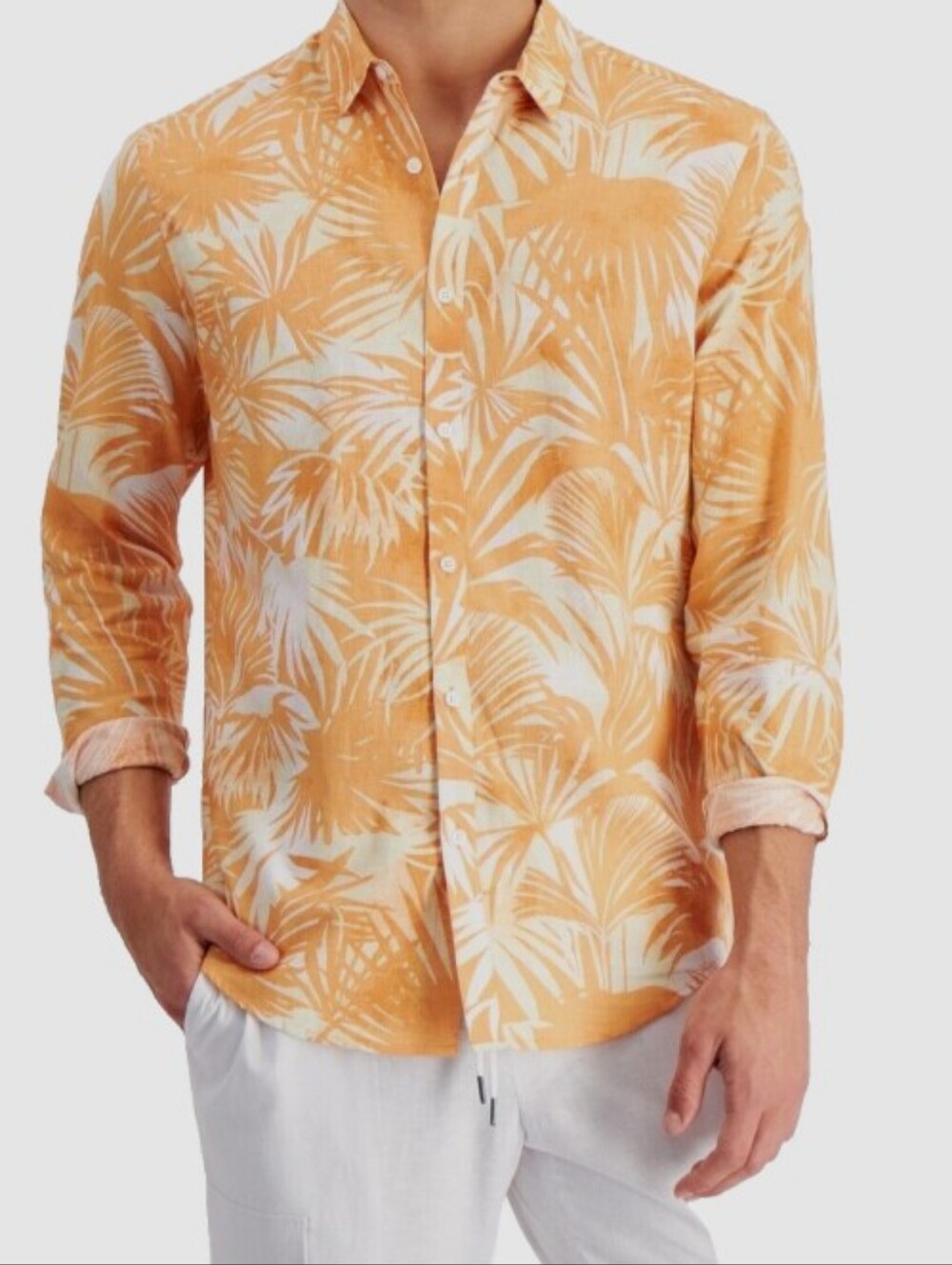 NWT INC INTERNATIONAL CONCEPTS Men's Andy Abstract Palm Long Sleeve Sherbet